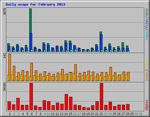 Daily usage for February 2013