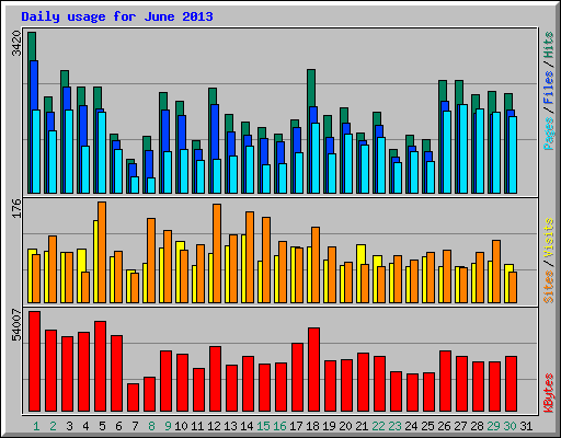 Daily usage for June 2013