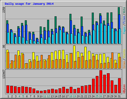 Daily usage for January 2014