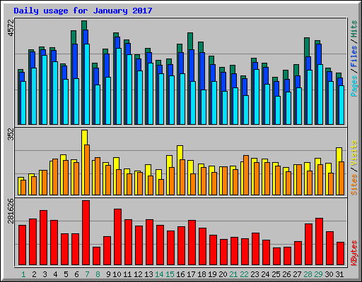 Daily usage for January 2017