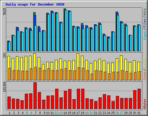 Daily usage for December 2020